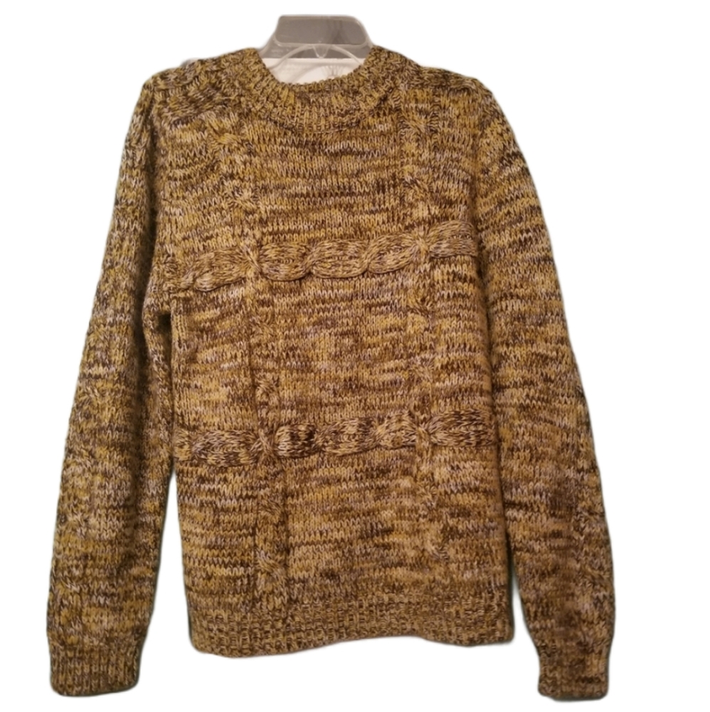 Vintage knit mustard color crew neck sweater